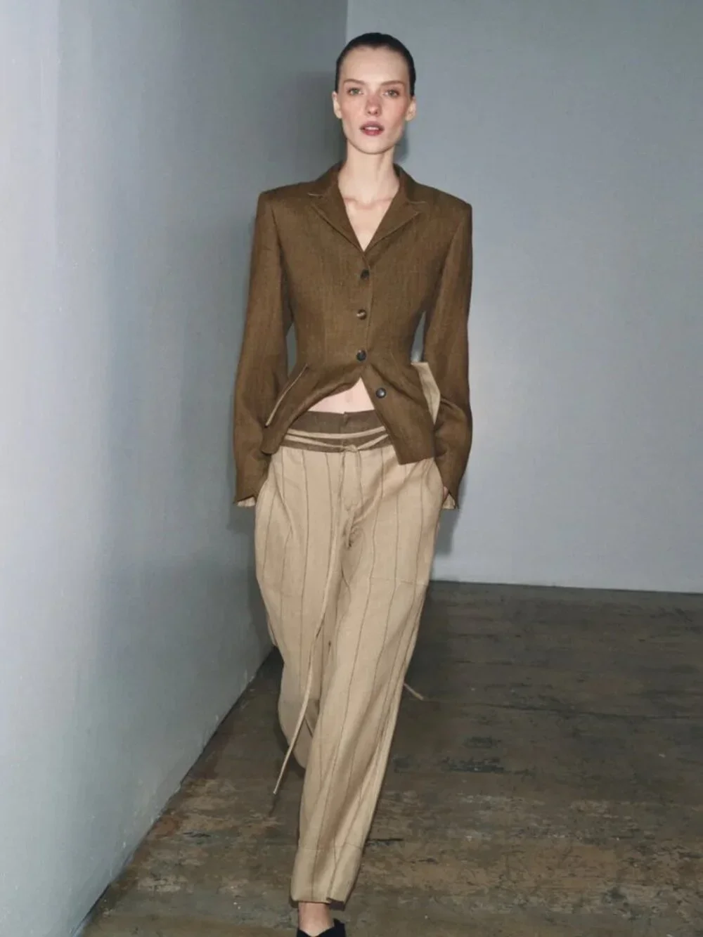 ZARA ZW COLLECTION COMBINATION LINEN PANTS